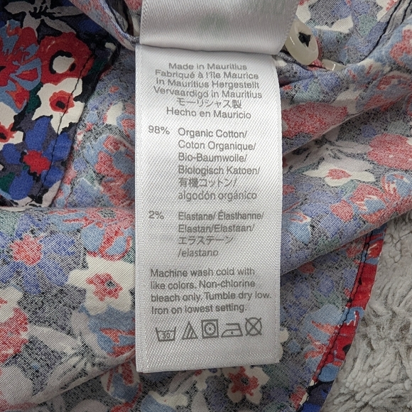 J. Crew Shirt Mens S Blue Red Floral Short Sleeve Stretch Secret Wash Cotton - Picture 6 of 7